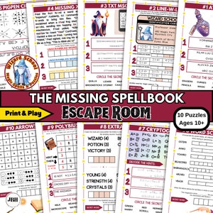 Wizard School Printable Escape Room Game for Kids, The Missing Spellbook Escape Room: Fun for Family and Friends, Escape Room for Birthdays
