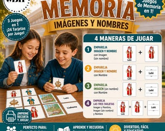 Spanish Book of Mormon Memory Game, Printable LDS Game, Personajes y Lugares