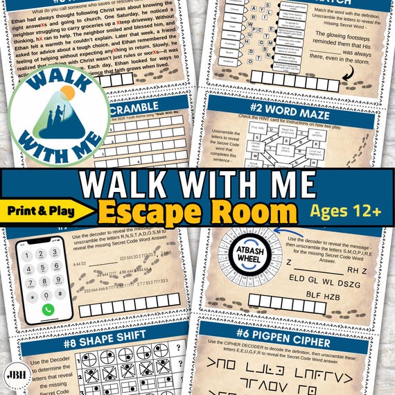 Walk With Me LDS Escape Room, Printable Youth Activity, 2026 Youth Theme Game, LDS Youth Scripture Escape Room, Christ-Centered Family Fun