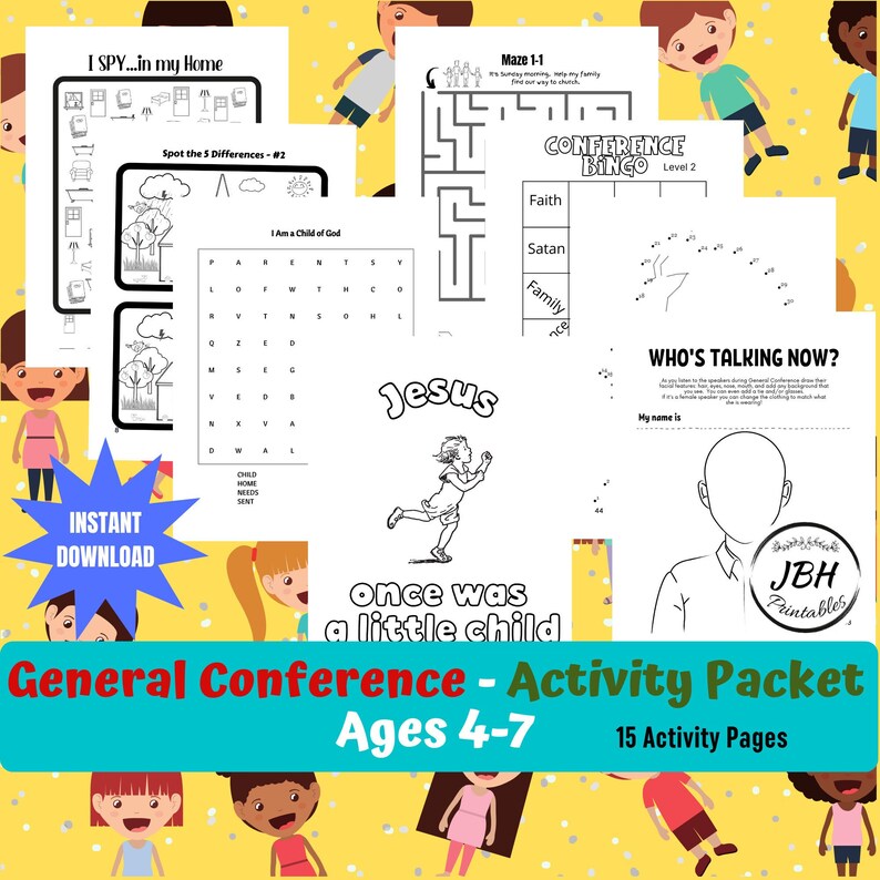 Printable General Conference Activity Packet for Ages 47 Etsy