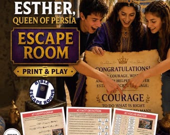 Esther Queen of Persia Escape Room Printable, Bible Escape Room Game for Teens, Come Follow Me Activity, Youth Group Game