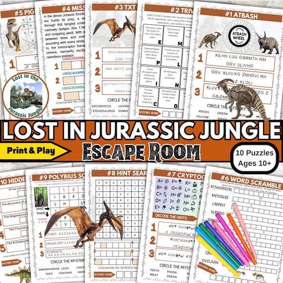 Jurassic Jungle Escape Room: Family Game Night (Printable PDF)