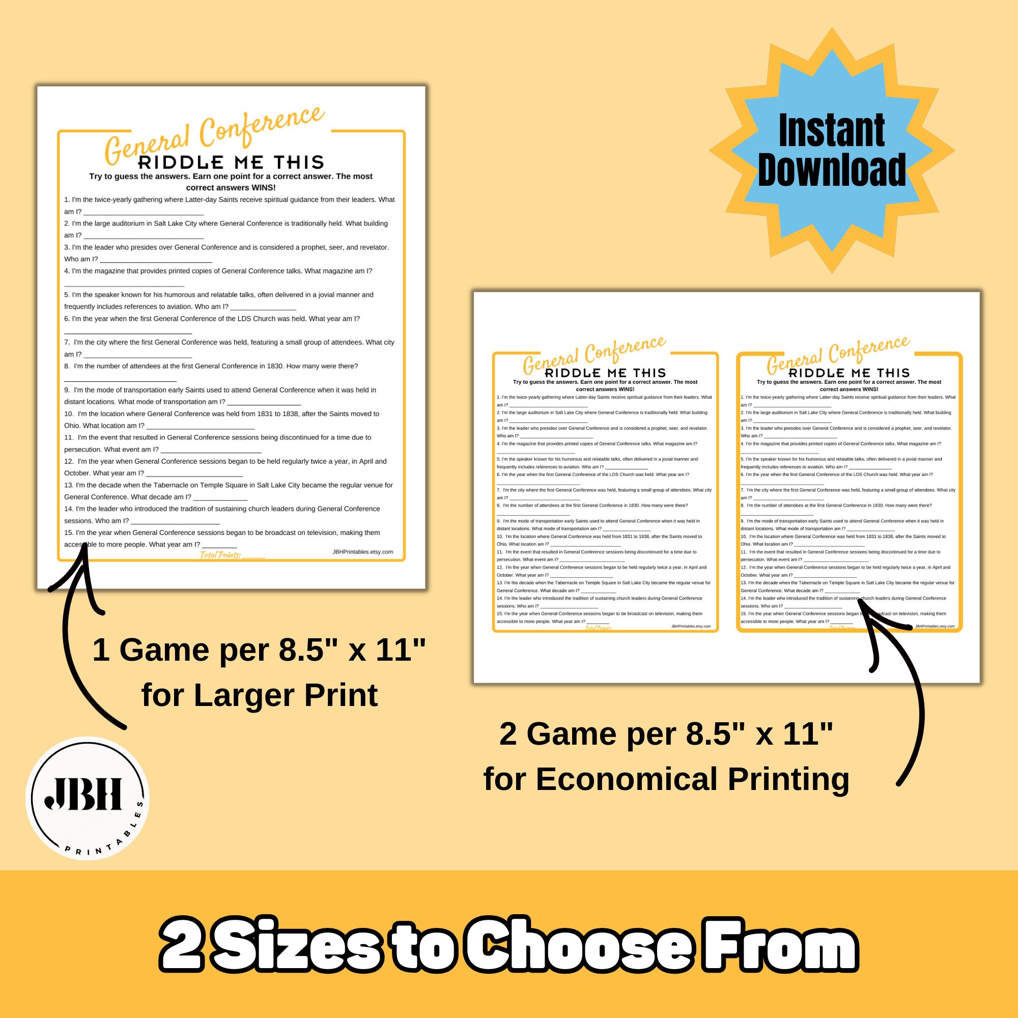 LDS General Conference Riddle Game: Family Activity (printable PDF) - Etsy