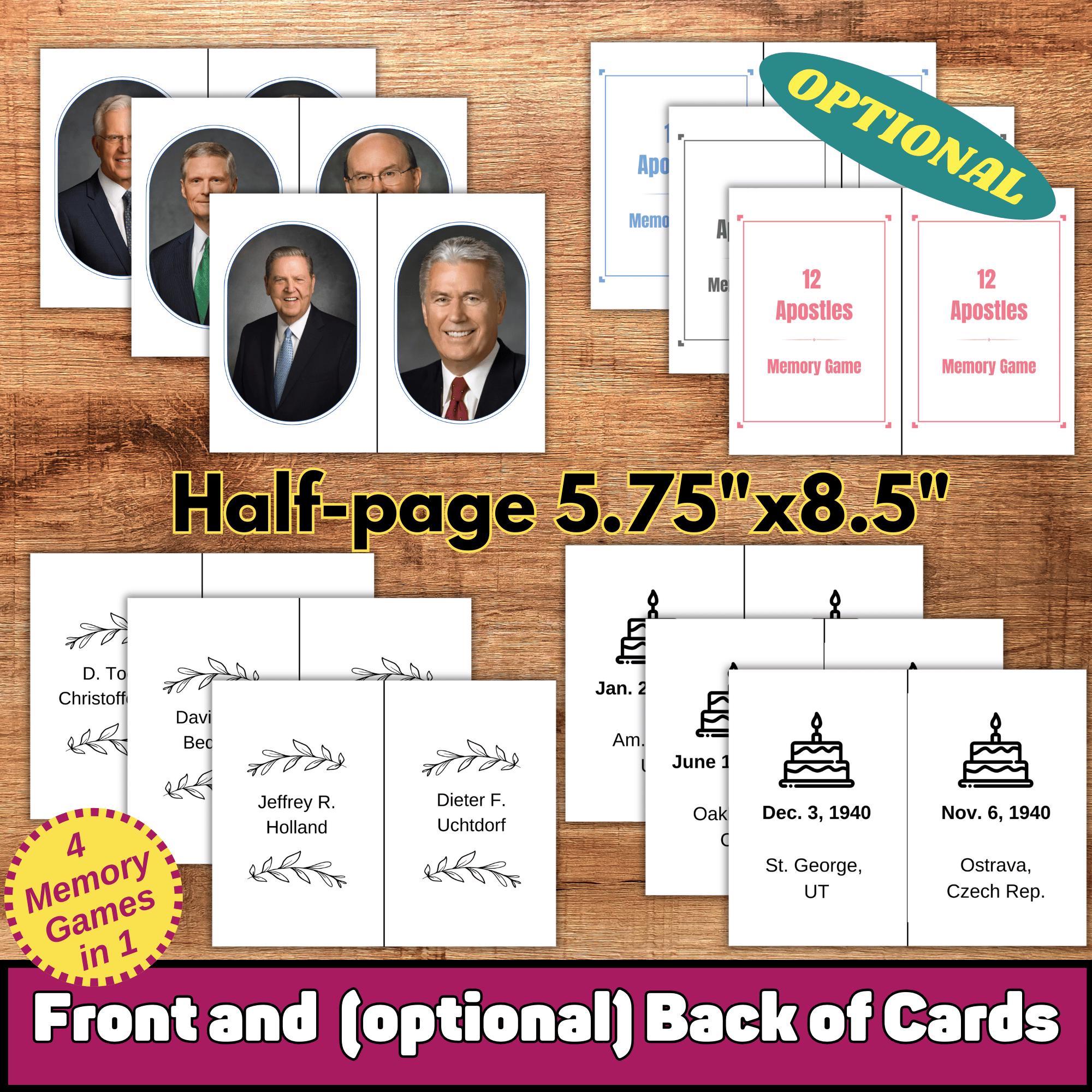 LDS 12 Apostles Memory Game: Large Cards for Group Play (digital ...