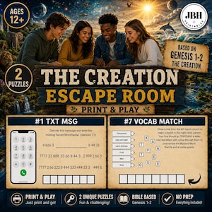 Creation Escape Room for Teens, Genesis 1–2 Creation Escape Room, Christian Bible Lesson Game for Youth, Print & Play