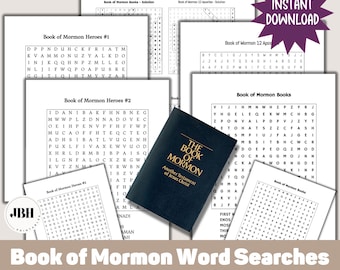 Book of Mormon Scripture Study, Fun Word Searches, LDS Word Search Puzzles, Book of Mormon Themed Packet, LDS Youth Activity, LDS Printable