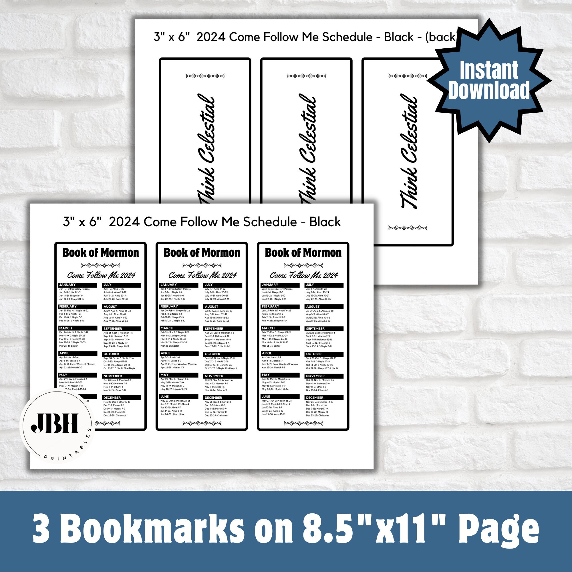 2024 Come Follow Me Reading Schedule Bookmarks 3 Vibrant Colors Think