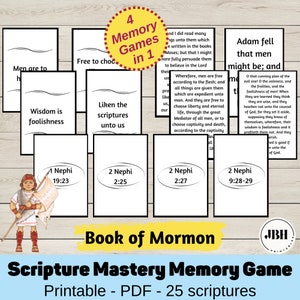 Book of Mormon Memory Games for Come Follow Me 2024, LDS Scripture Fun, Enhance Seminary & Family Scripture Study with Book of Mormon Games