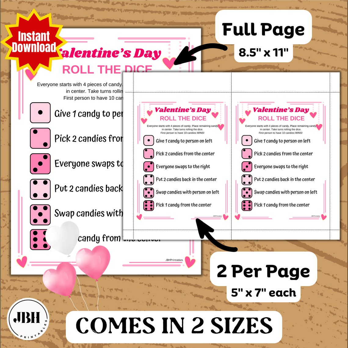 Candy Madness Valentine's Roll the Dice Game 2 Sizes, Candy Exchange