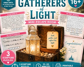 YW Gatherers of Light Mini Escape Room, LDS Young Women Activity Ages 16+, Printable Church Game, For the Strength of Youth Game
