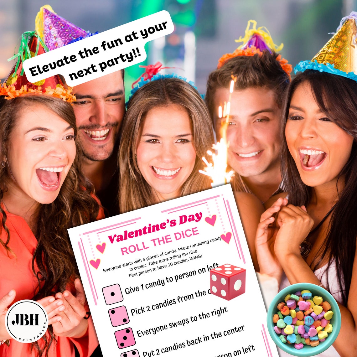 Candy Madness Valentine's Roll the Dice Game 2 Sizes, Candy Exchange