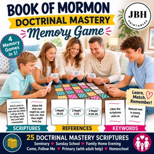 Lehrspiel zum Buch Mormon | 4 druckbare Spiele zum Thema Heilige Schrift für Seminar, Komm und folge mir nach & Familienabend