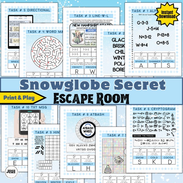 Winter Escape Room Game for Kids, No Setup Required! Winter Escape Room Delight, No Props, No Stress, Just Print and Play!