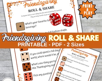 Friendsgiving Roll and Share Game: Printable Icebreaker (PDF)