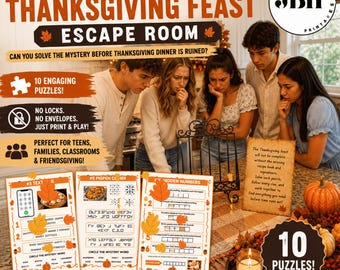 Thanksgiving Escape Room | The Missing Thanksgiving Feast | Printable Thanksgiving Game for Teens, Family & Friendsgiving | Ages 10+