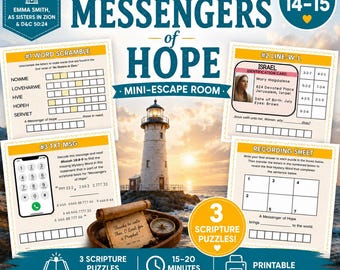 YW Messengers of Hope Mini Escape Room, LDS Young Women Ages 14–15 Activity, Printable Scripture Puzzle Game, For the Strength of Youth