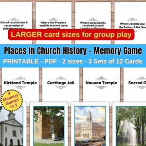 Places in Church History Memory Game for Large Groups – Printable Matching Game for Primary Groups, 4-in-1 Memory Game for Primary Age Kids