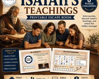 Isaiah's Teachings Bible Escape Room, Printable Bible Study Game for Teens & Adults, Christian Youth Group Activity, Come Follow Me Study