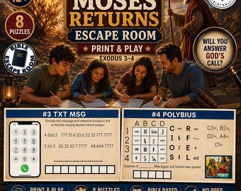Moses Returns Bible Escape Room Printable, Come Follow Me Exodus 1–6 Escape Room for Teens, Moses and Pharaoh Teen Bible Study Game