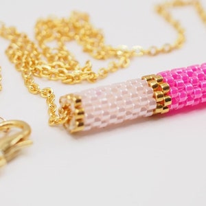 pink beaded peyote miyuki necklace, tiny japan bead boho choker, dainty jewelry, ear jewelry, gift for girlfriend