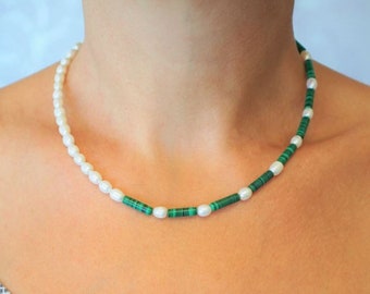 Malachite Natural Stone Beaded Necklace