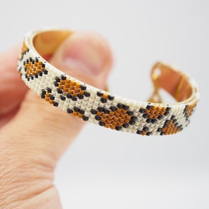 leopard cuff miyuki bracelet, seed beaded boho armband, miyuki wristband, miyuki jewelry, gift for her, bracelet femme, pulseras mujer