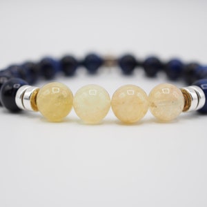 citrine crystal boho unisex jewelry, blue tiger eye mens bracelet, gift for dad