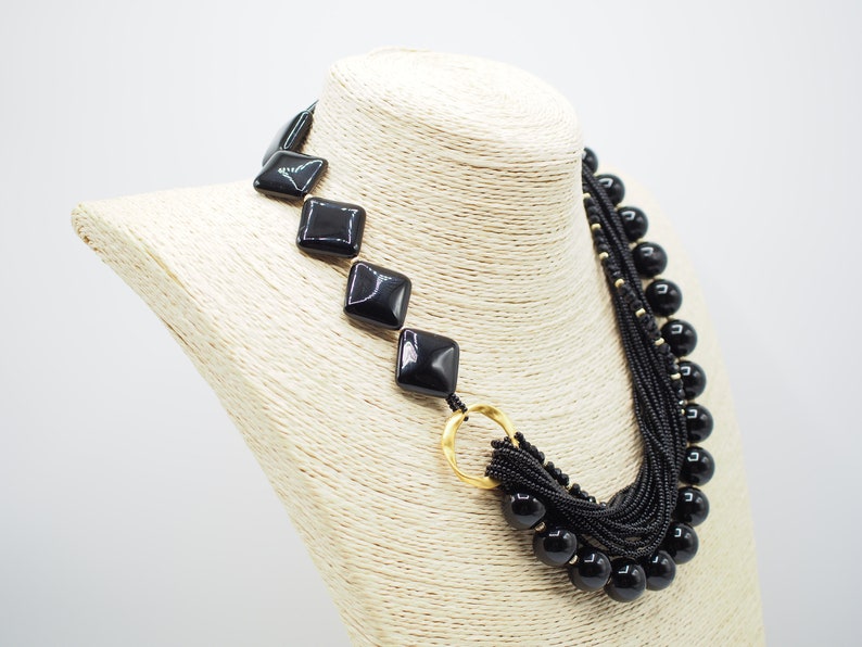 XHUUU Black Agate Beaded Necklace With Gold Star Charm - Copper Plated 14k Gold Crystal Necklace For Women, Healing Gemstone Jewelry - View #8