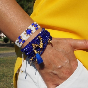 blue miyuki bracelet, miyuki beaded loom bead woven bracelet, women jewelry, boho summer beach bracelet, gift for mom, pulseras mujer
