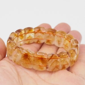 citrine unisex statement bracelet, crystal gemstone handmade cuff mens bracelet, wide cut beaded women jewelry, gift for mom, gift for him