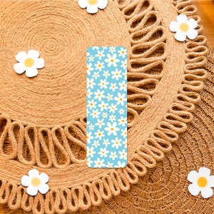 Retro Aesthetic Bookmark, Floral Daisy Bookmark, Unique Bookmark for Book Lovers, Cute Blue Bookmark for Teachers, Bookish Gifts for Readers