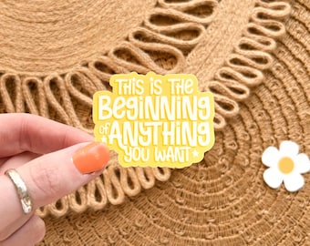 Motivational Positive Affirmation Sticker, Yellow Aesthetic Quote Sticker with Words, Sticker for Laptop Water Bottle, Self Love Self Growth