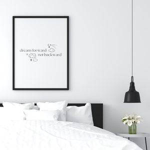 Dream Forward Not Backward, Printable Quote, Inspirational Quotes, Motivational Quotes, Minimalist Home Decor, Typography Poster