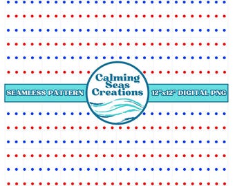 赤、白、青のドット、7月4日のアメリカの祝日のシームレスパターンPNG、デジタルペーパー、ビニール生地の表面デザインの背景としてすぐにダウンロードできます