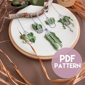 Hängende Sukkulenten Stickmuster, Anfänger DIY (PDF Download)