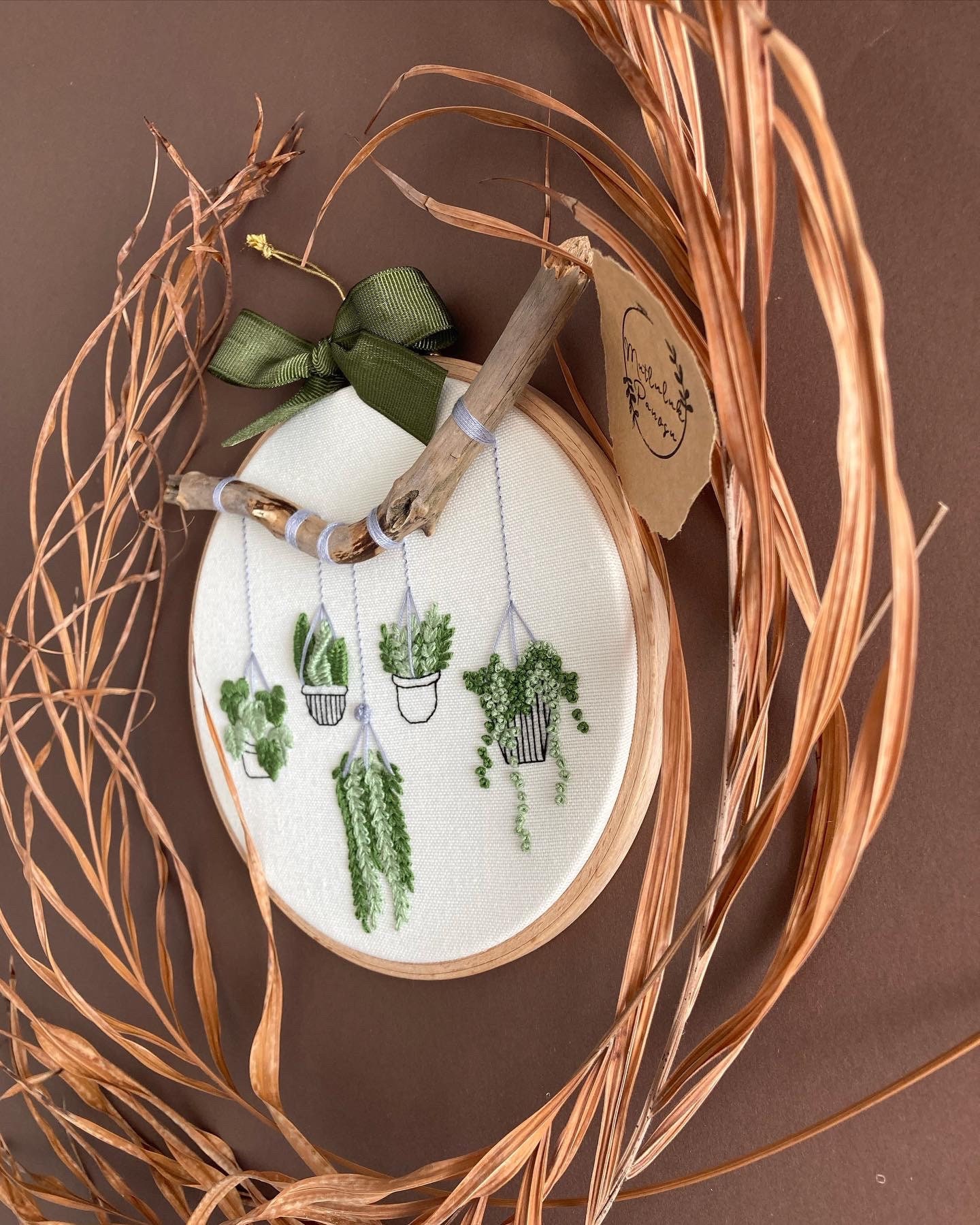 Hanging Suculent Minimal Macrome Plants Cactus, Floral Embroidery ...