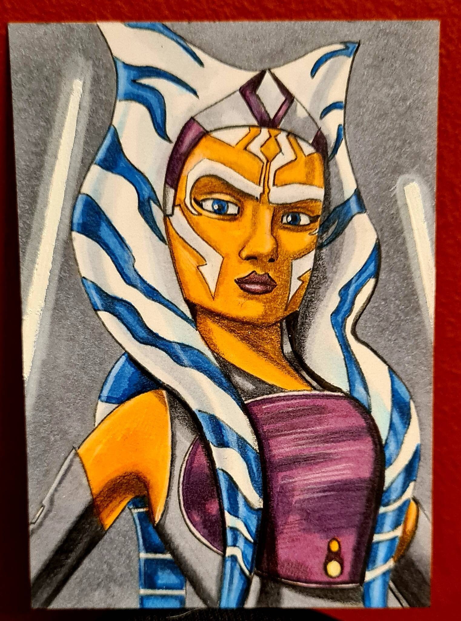 Ahsoka Tano Star Wars Aceo Sketch Card Art Etsy