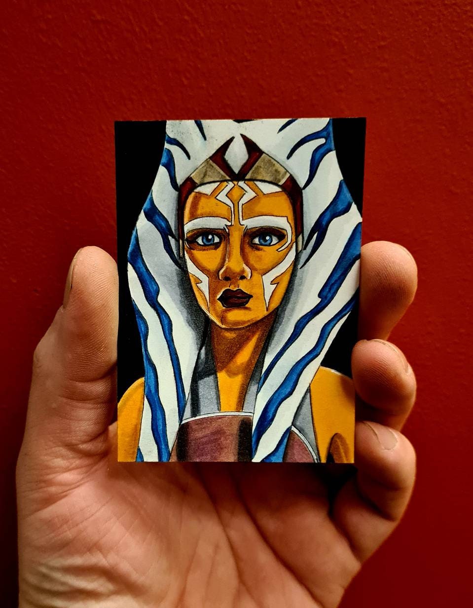 Ahsoka Tano Star Wars Aceo Sketch Card Art Etsy