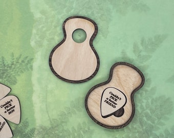 Laser Engraved Birch Wood Guitar Pick Box, Personalized Gift