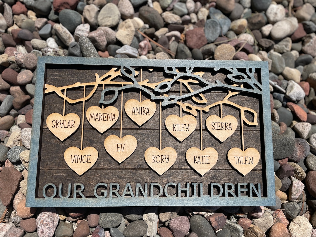 Custom Laser Cut Family Frame With Dangling Hearts – Sentimental Photo ...