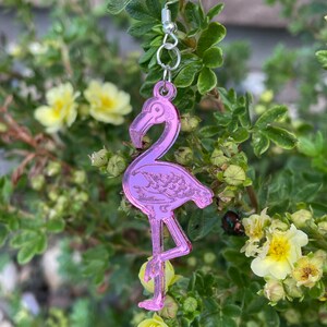Mirrored Pink Acrylic Flamingo Earrings, Whimsical Earrings