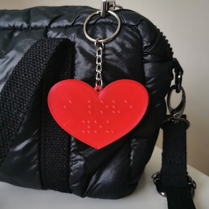Braille 'I love you' Porte-clés cœur, cadeau Saint-Valentin - imprimé en 3D