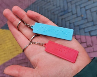 Braille Keychain, Custom, personalised unique gift - 3D printed