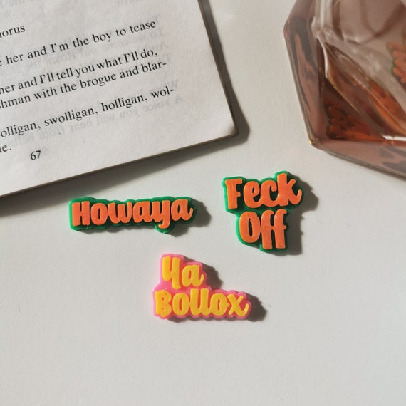 3D Printed Irish Slang Pins: Funny Profanity Gift, Custom Text