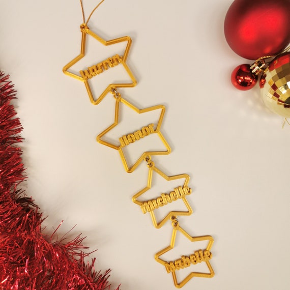Custom family tree ornament, star shaped for parents and children - 3D printed