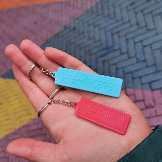 Custom Braille Keychain, Personalized 3D Printed Gift
