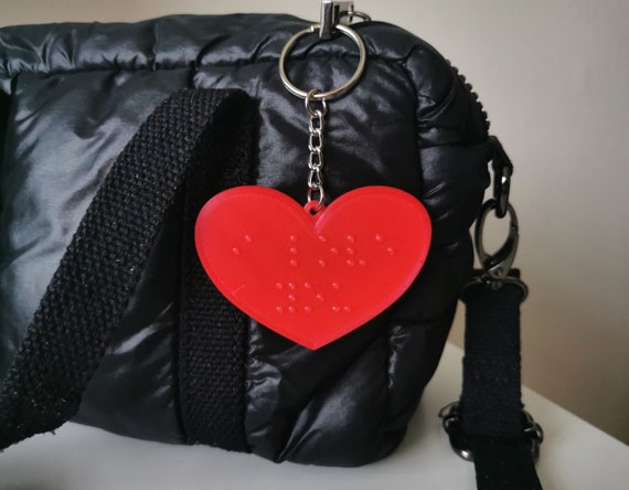 Braille 'I Love You' Heart Keychain - 3D Printed Valentine Gift