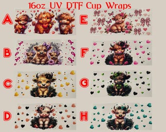 Highland Cow 3.0 UV DTF Waterproof Cup Individual Wraps for 16 oz Libbey Can Stickers Decal