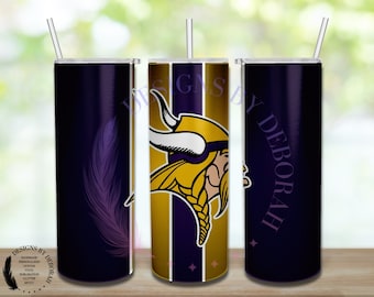 Minnesota Vikings Inspired 20 oz Skinny Sublimated Tumbler