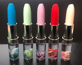 Lipstick Luminous Snow Globe Floating Glitter Pen